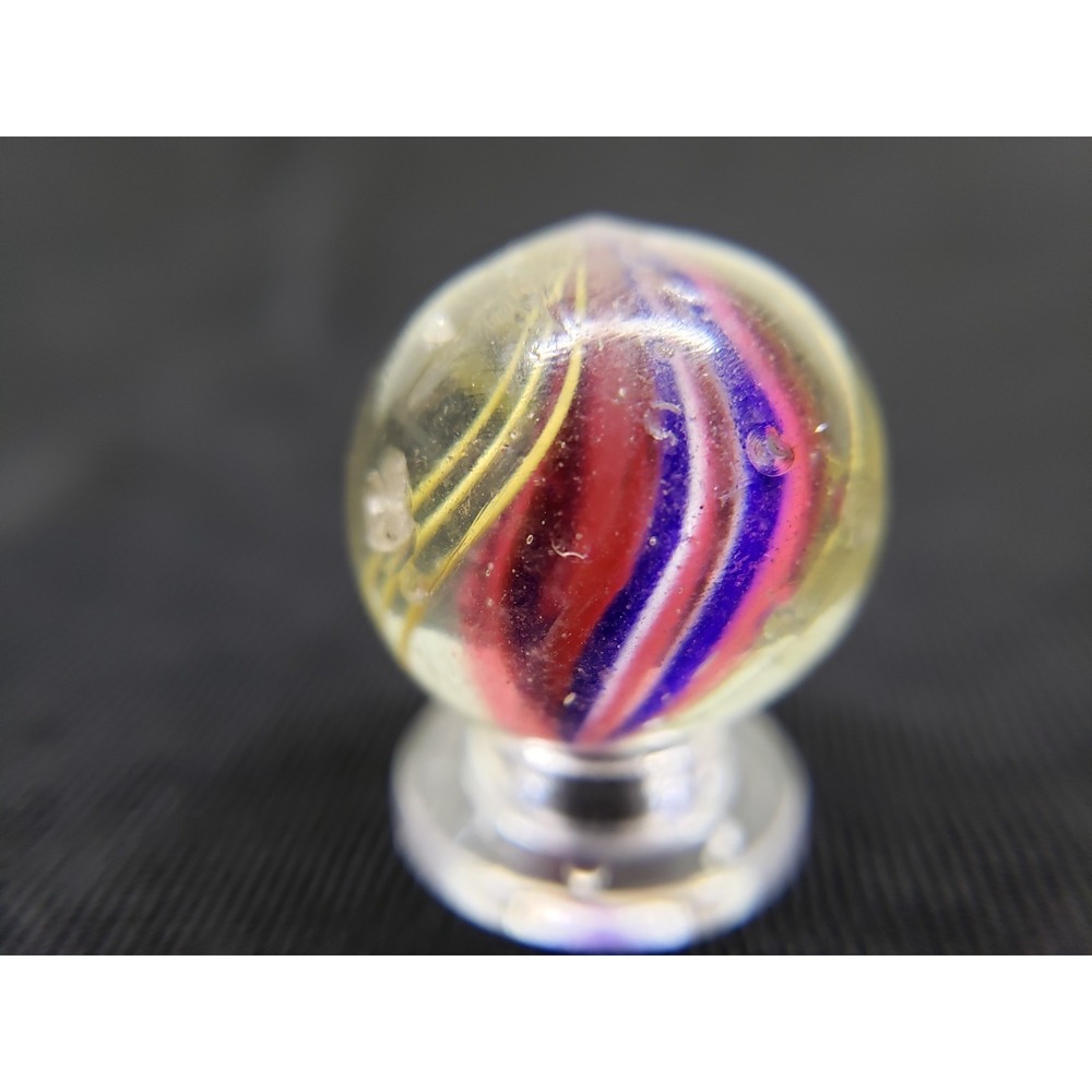 Large RARE Early German Single Ribbon Marble Red, Blue White 1800's #231